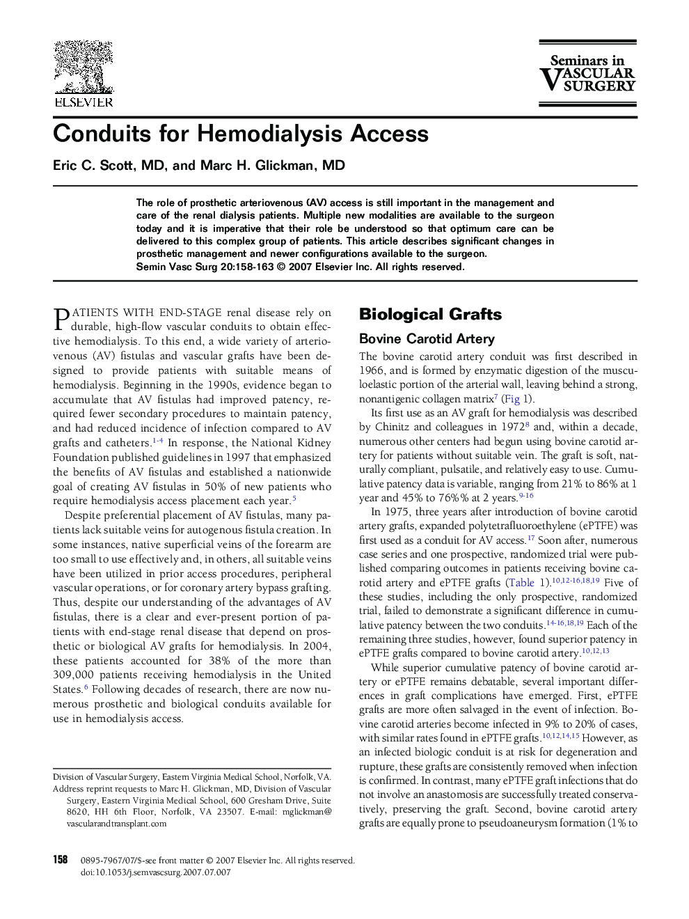 Conduits for Hemodialysis Access