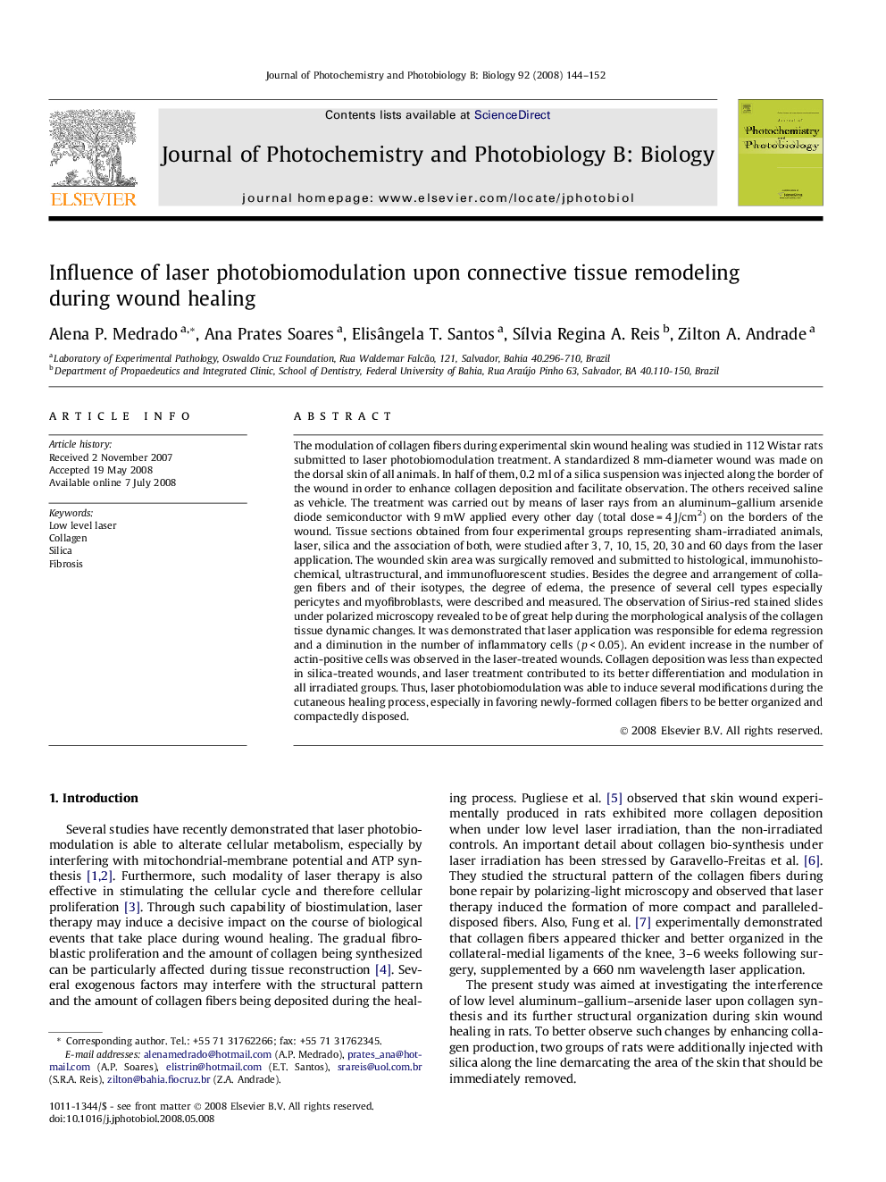 Influence of laser photobiomodulation upon connective tissue remodeling during wound healing