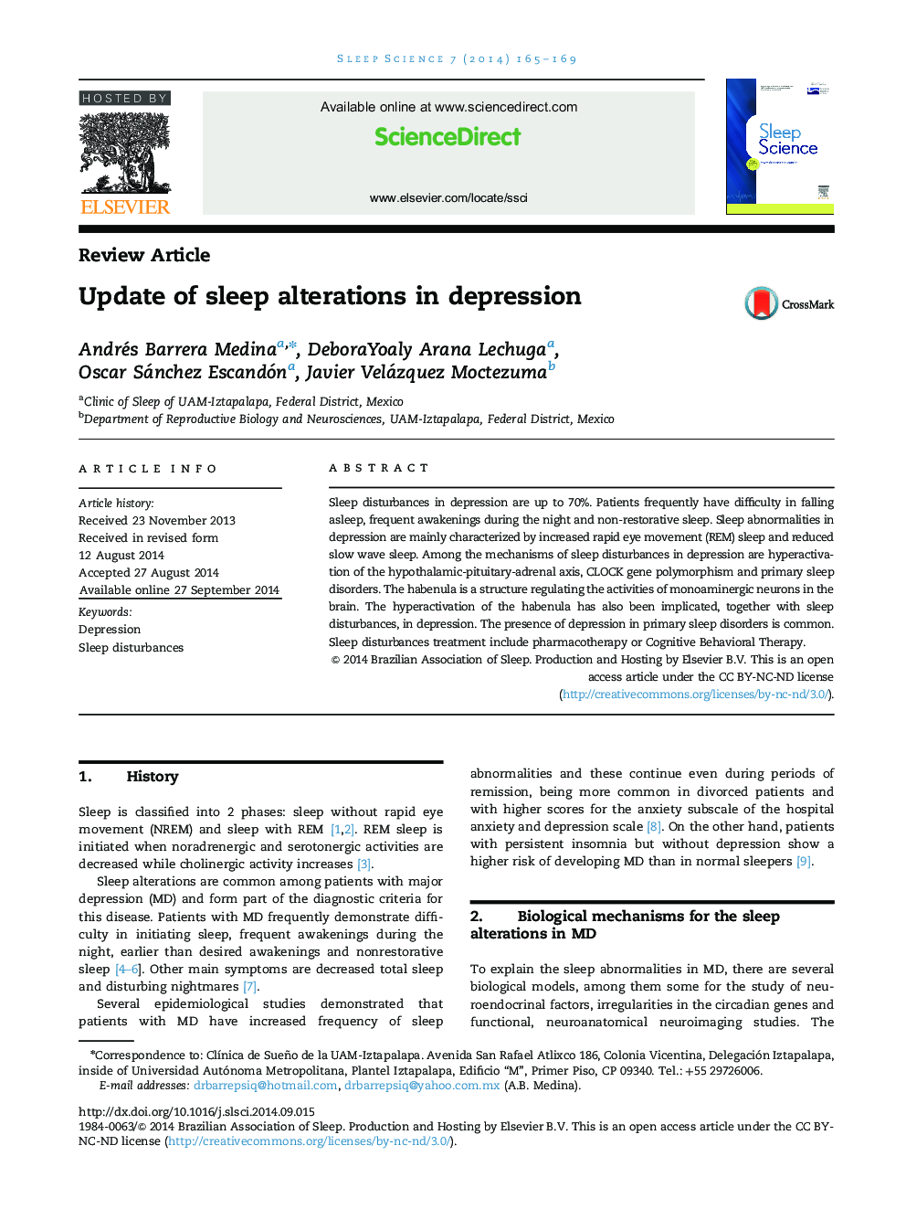 Update of sleep alterations in depression