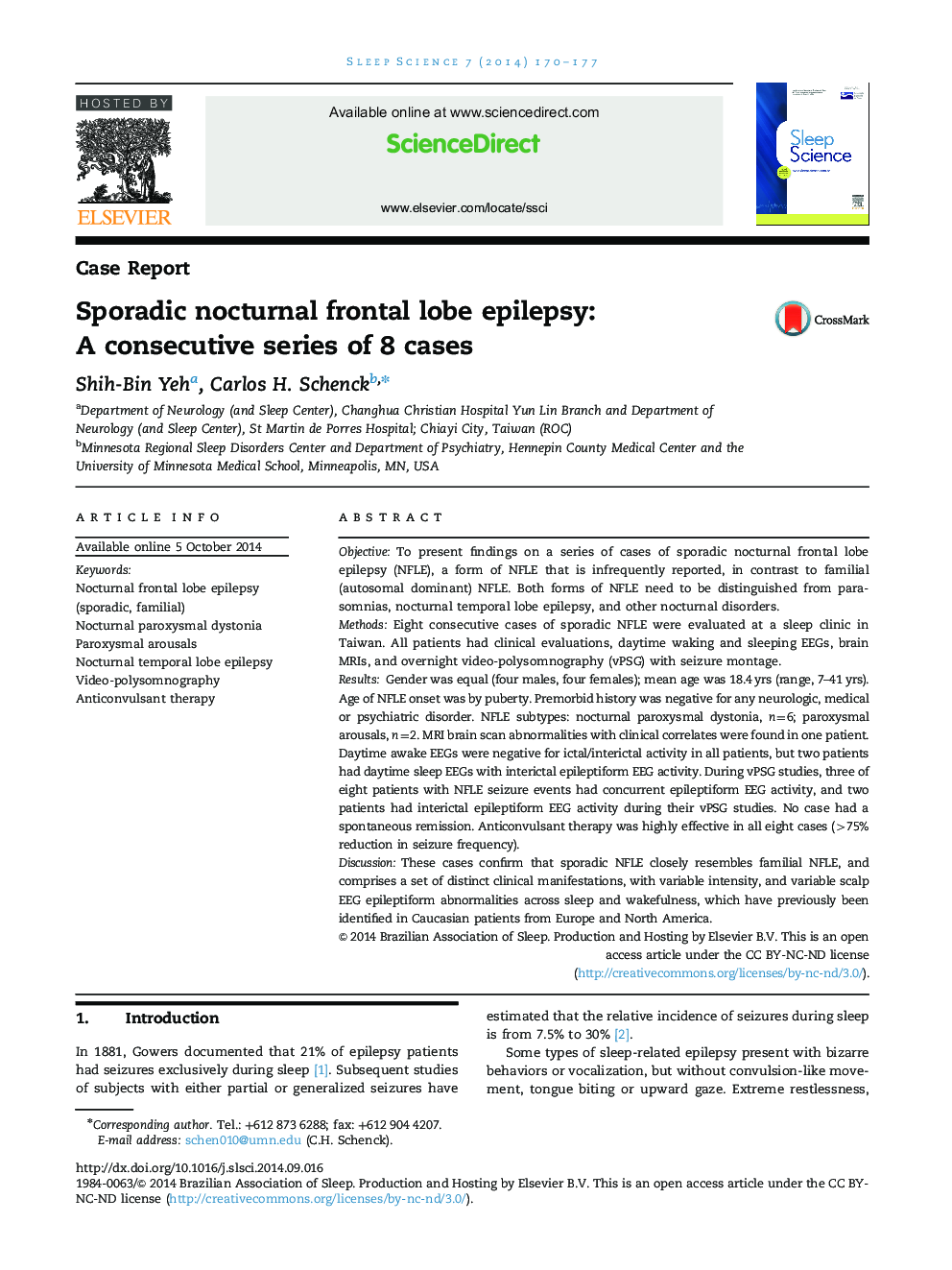 Sporadic nocturnal frontal lobe epilepsy: A consecutive series of 8 cases