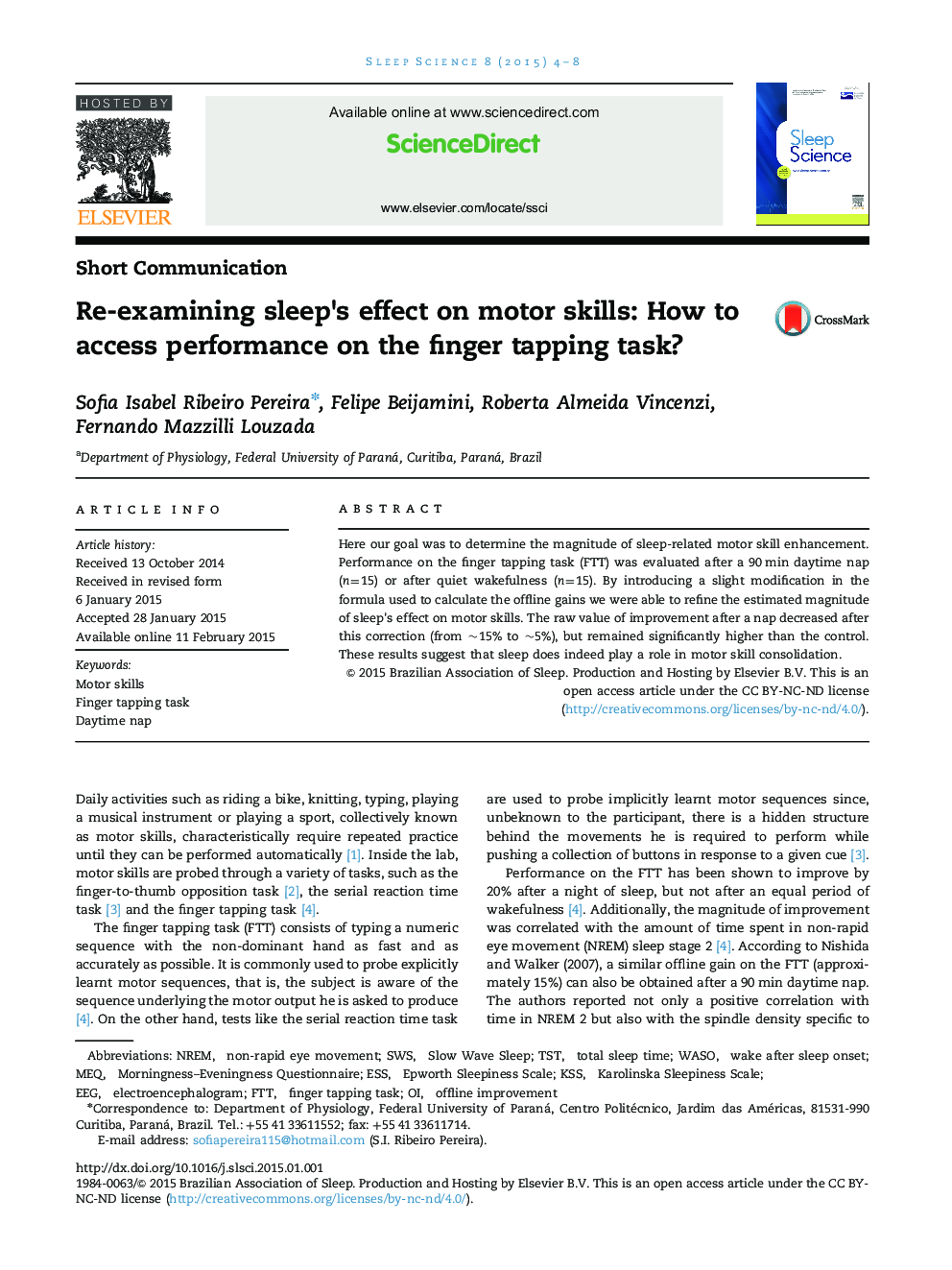 Re-examining sleep׳s effect on motor skills: How to access performance on the finger tapping task?