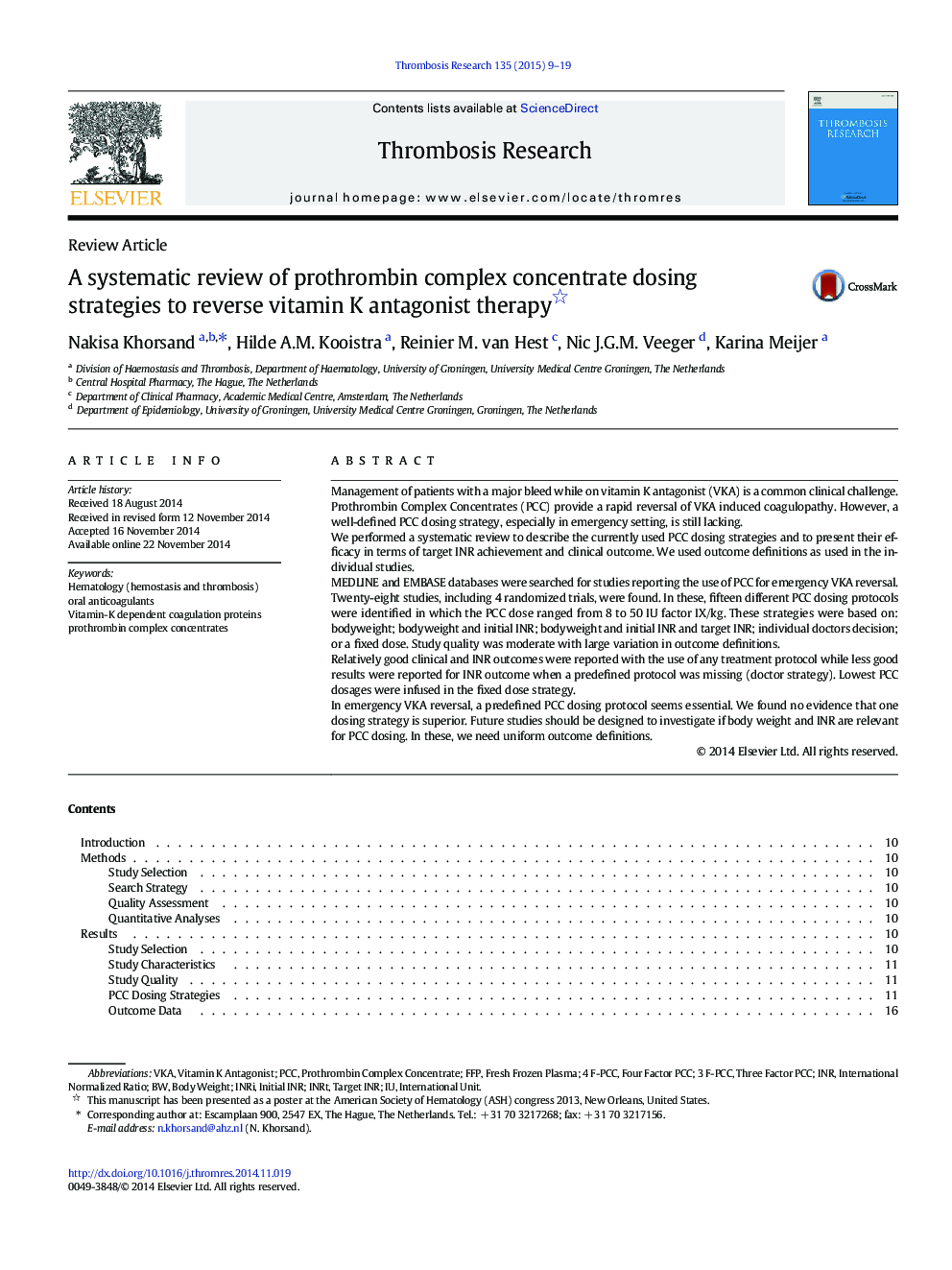 A systematic review of prothrombin complex concentrate dosing strategies to reverse vitamin K antagonist therapy 