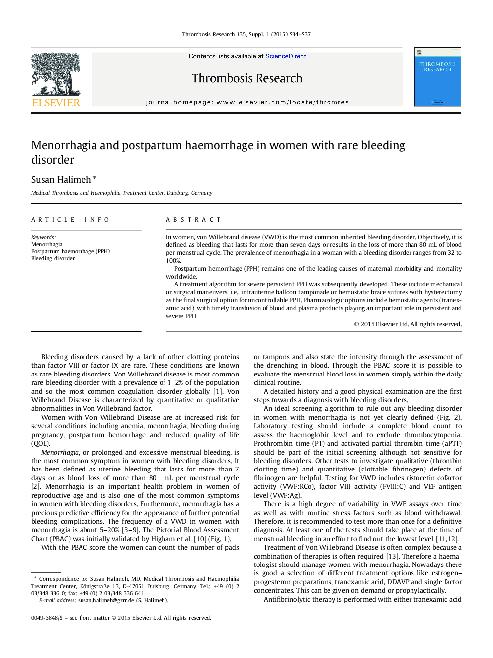 Menorrhagia and postpartum haemorrhage in women with rare bleeding disorder