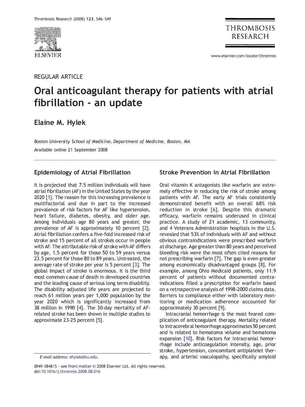 Oral anticoagulant therapy for patients with atrial fibrillation - an update