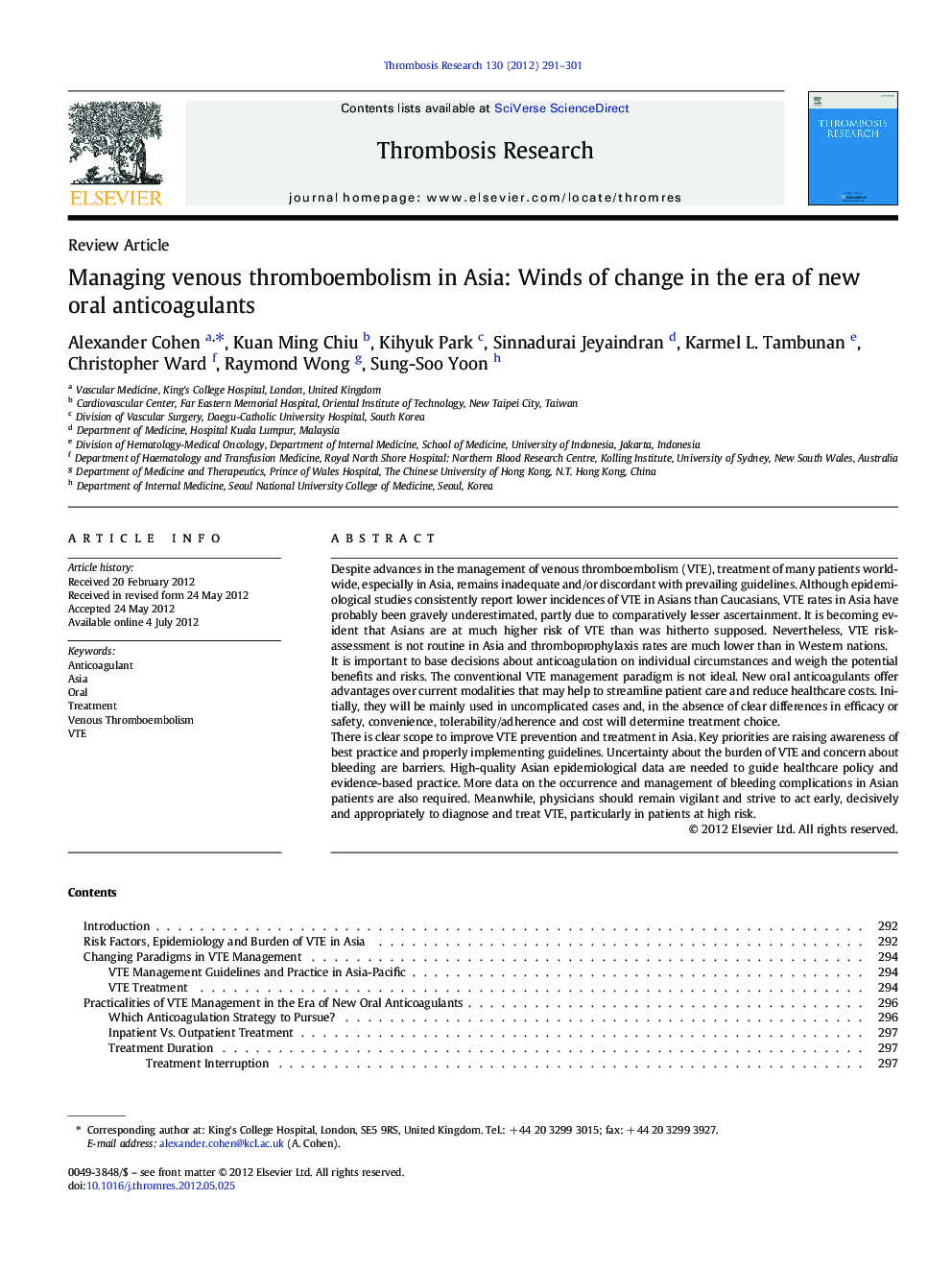 Managing venous thromboembolism in Asia: Winds of change in the era of new oral anticoagulants