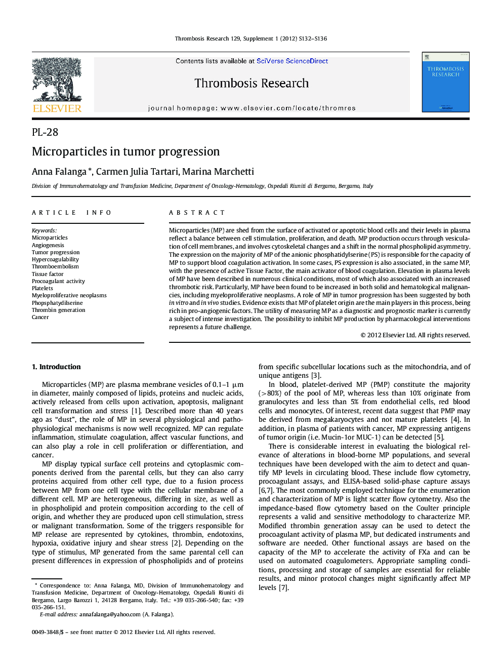 Microparticles in tumor progression