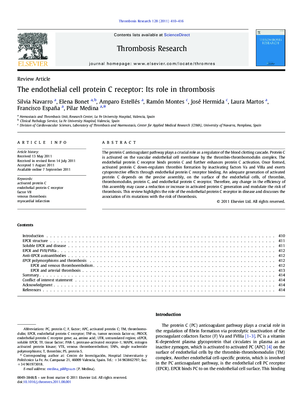 The endothelial cell protein C receptor: Its role in thrombosis