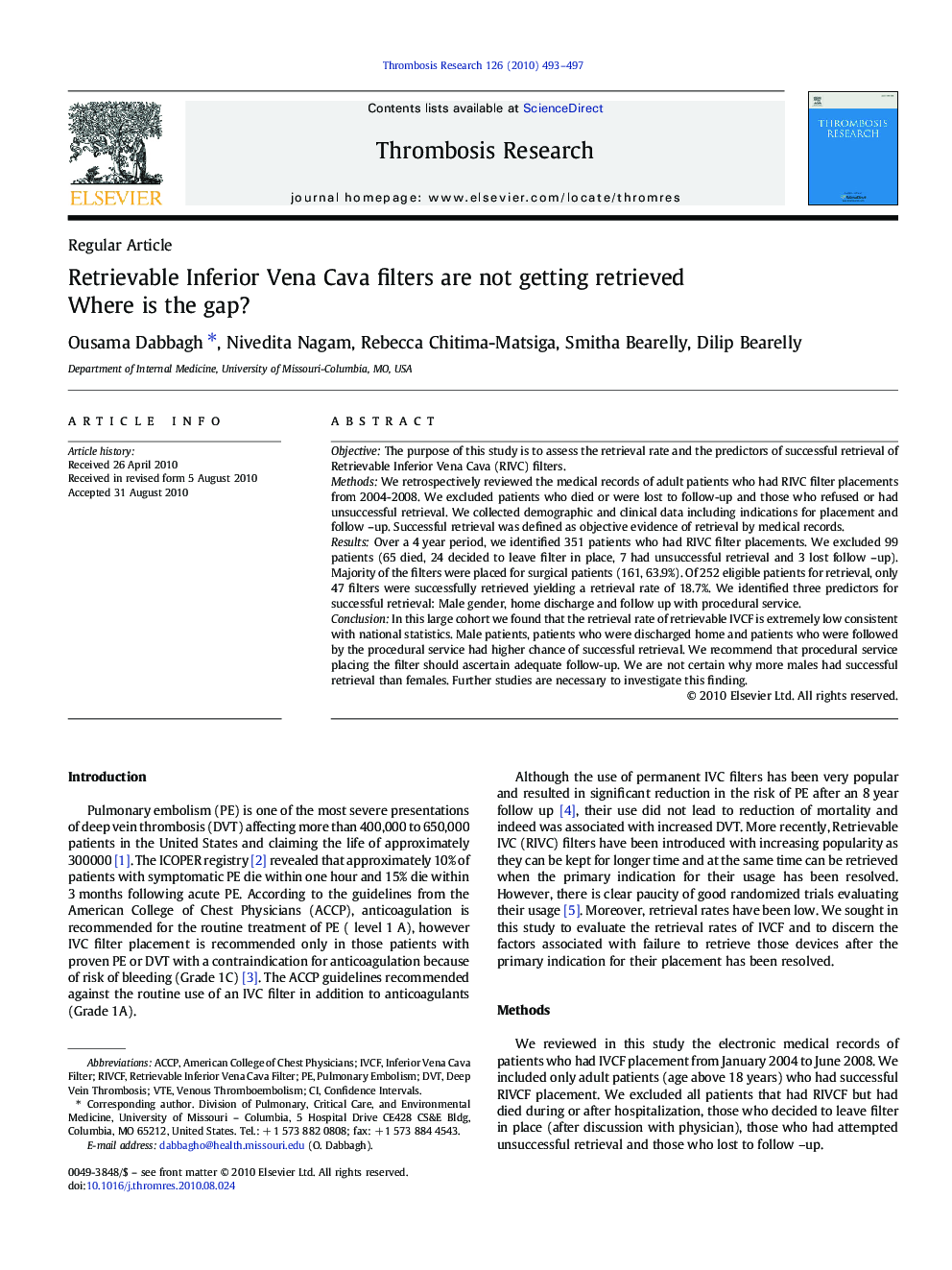 Retrievable Inferior Vena Cava filters are not getting retrieved: Where is the gap?