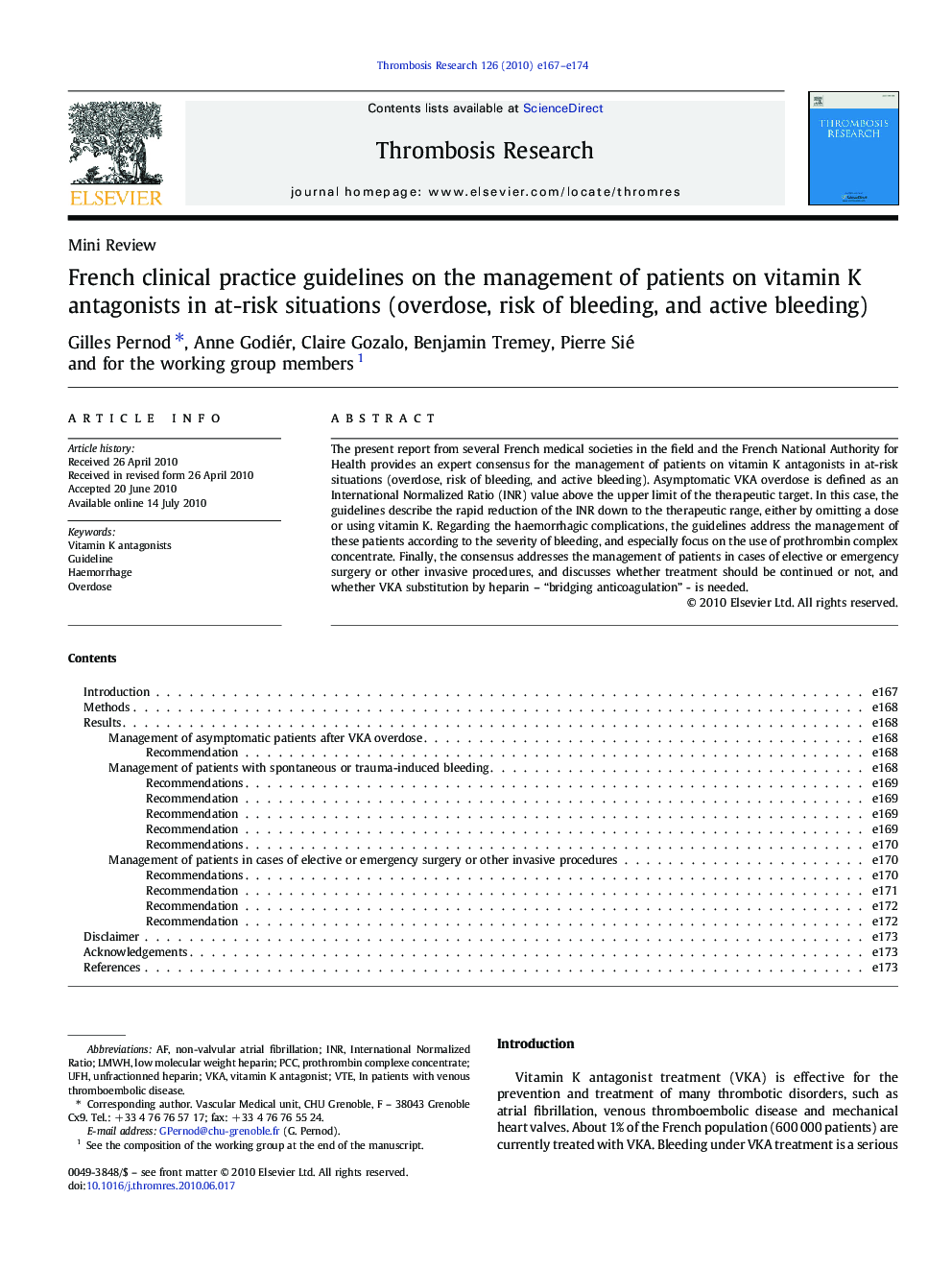 French clinical practice guidelines on the management of patients on vitamin K antagonists in at-risk situations (overdose, risk of bleeding, and active bleeding)