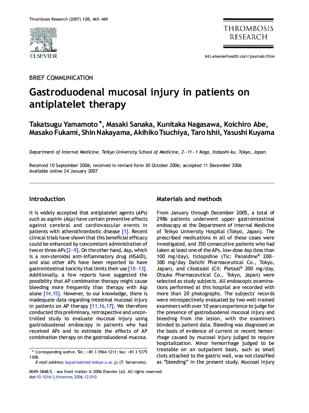 Gastroduodenal mucosal injury in patients on antiplatelet therapy