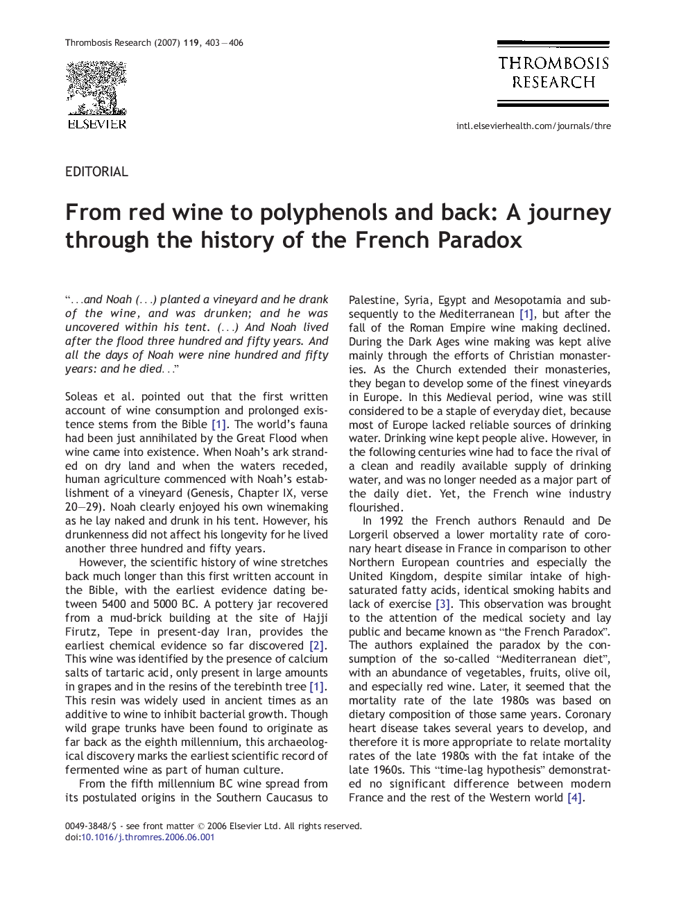 From red wine to polyphenols and back: A journey through the history of the French Paradox