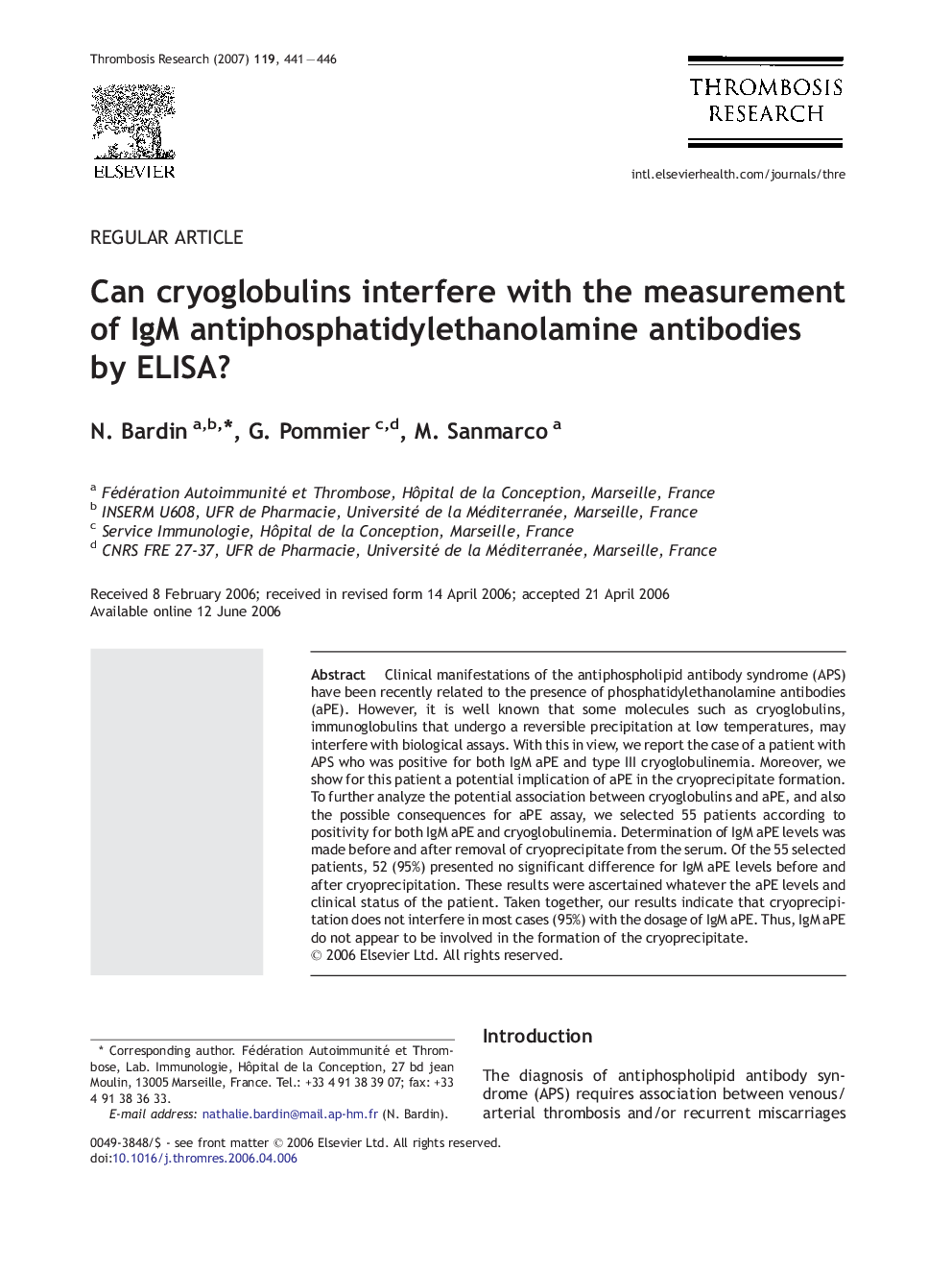 Can cryoglobulins interfere with the measurement of IgM antiphosphatidylethanolamine antibodies by ELISA?