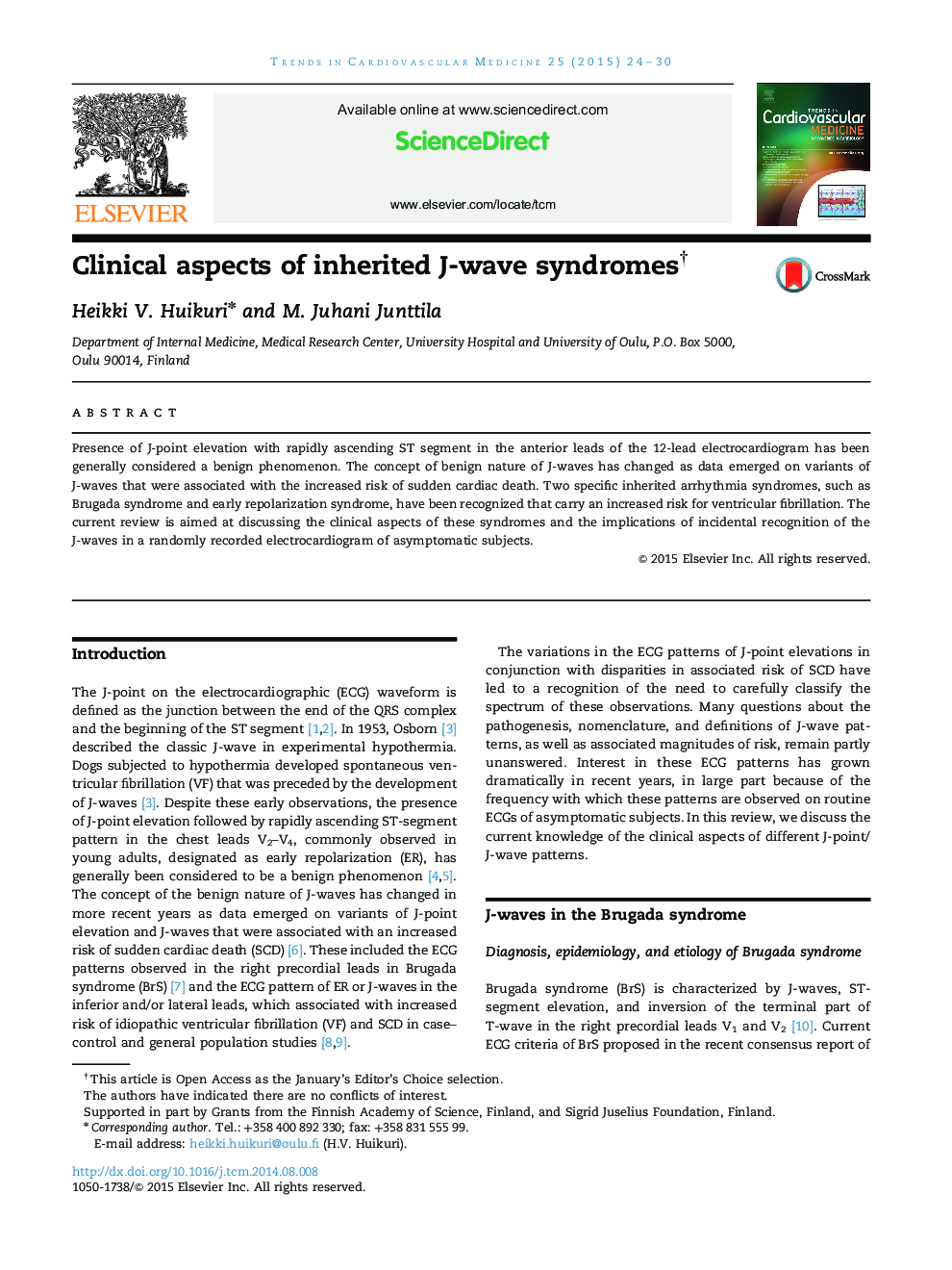 Clinical aspects of inherited J-wave syndromes †