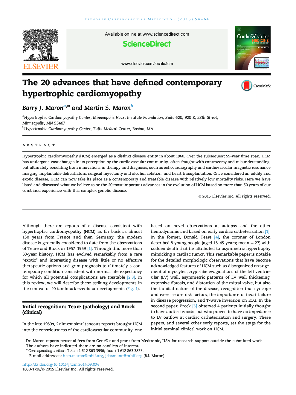 The 20 advances that have defined contemporary hypertrophic cardiomyopathy 