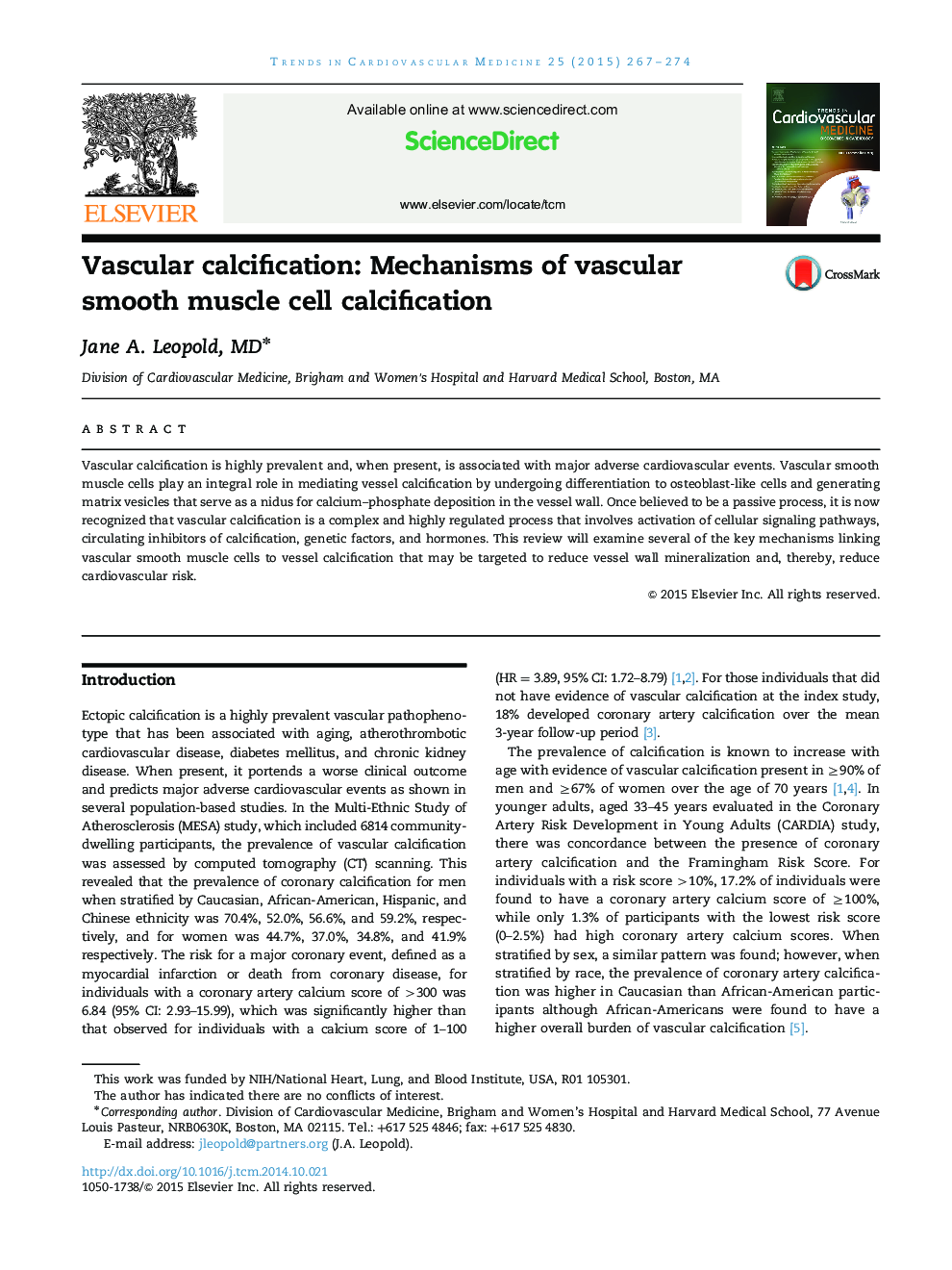 Vascular calcification: Mechanisms of vascular smooth muscle cell calcification 