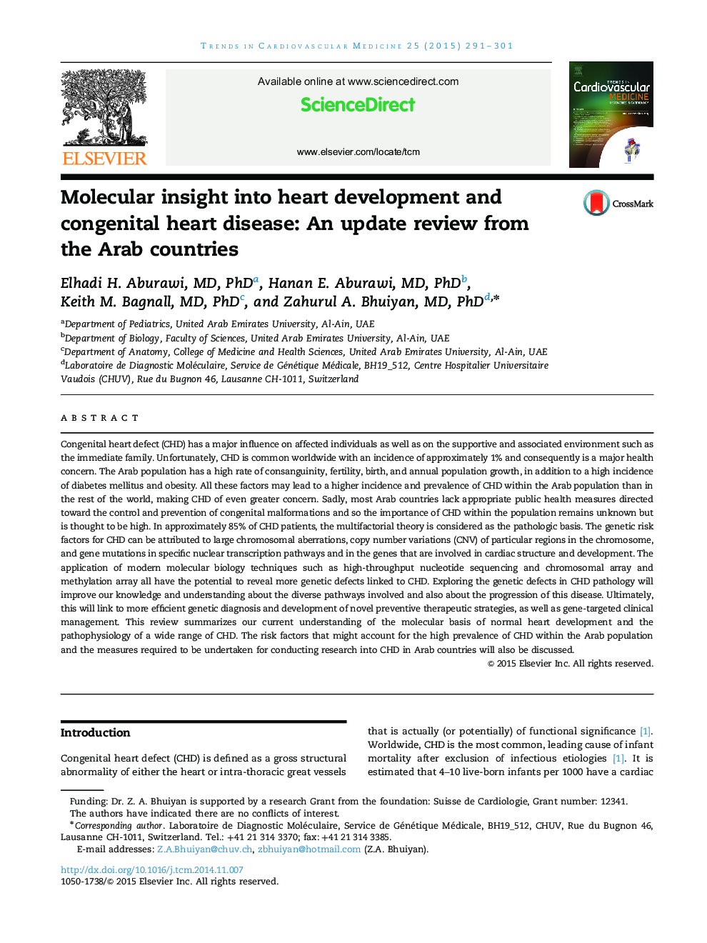 Molecular insight into heart development and congenital heart disease: An update review from the Arab countries 