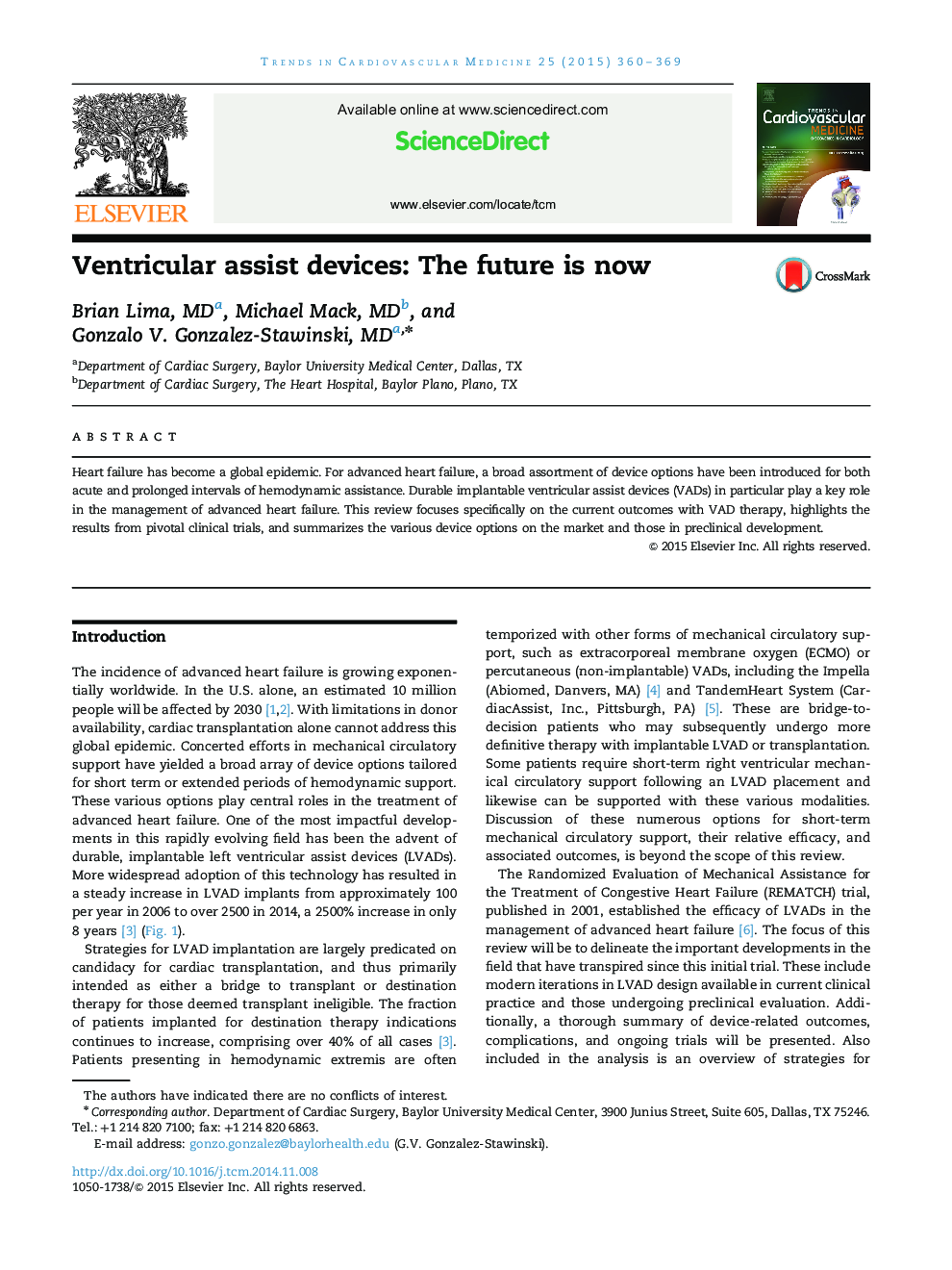 Ventricular assist devices: The future is now 