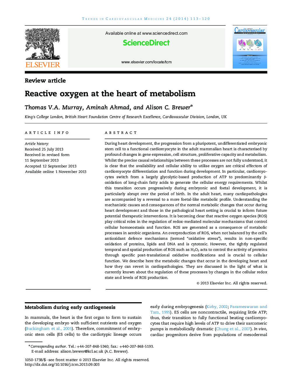 Reactive oxygen at the heart of metabolism