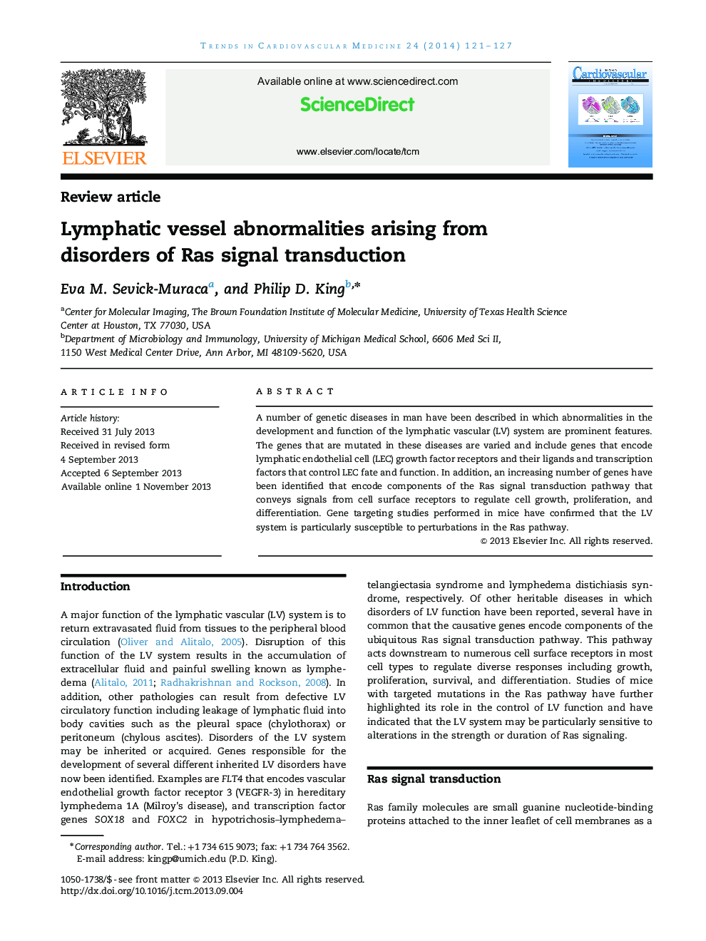 Lymphatic vessel abnormalities arising from disorders of Ras signal transduction