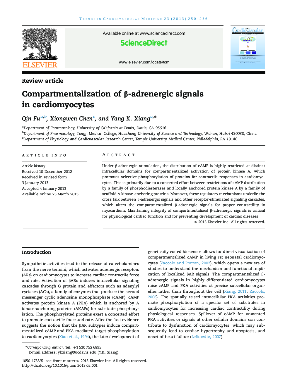 Compartmentalization of β-adrenergic signals in cardiomyocytes