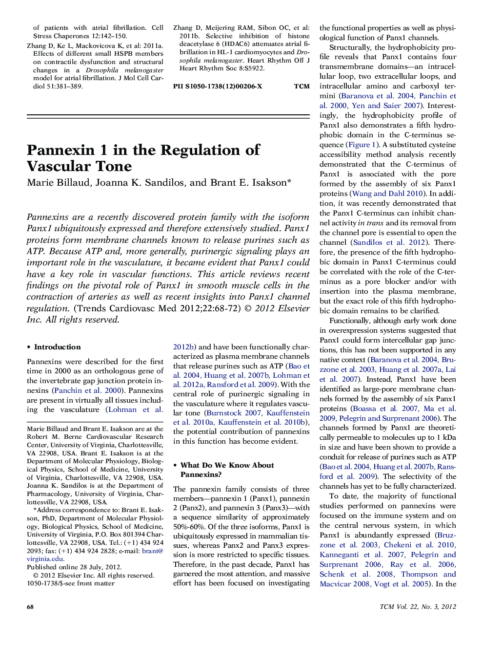 Pannexin 1 in the Regulation of Vascular Tone 