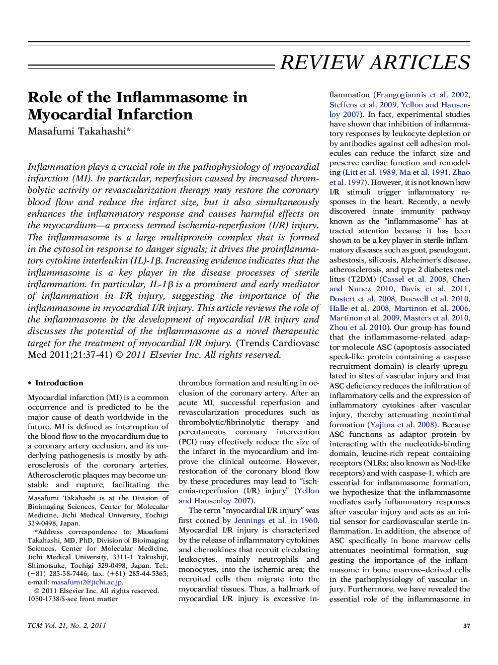Role of the Inflammasome in Myocardial Infarction