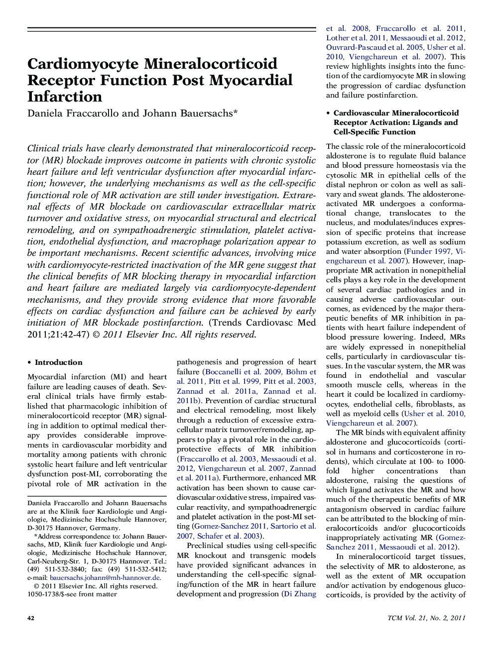 Cardiomyocyte Mineralocorticoid Receptor Function Post Myocardial Infarction