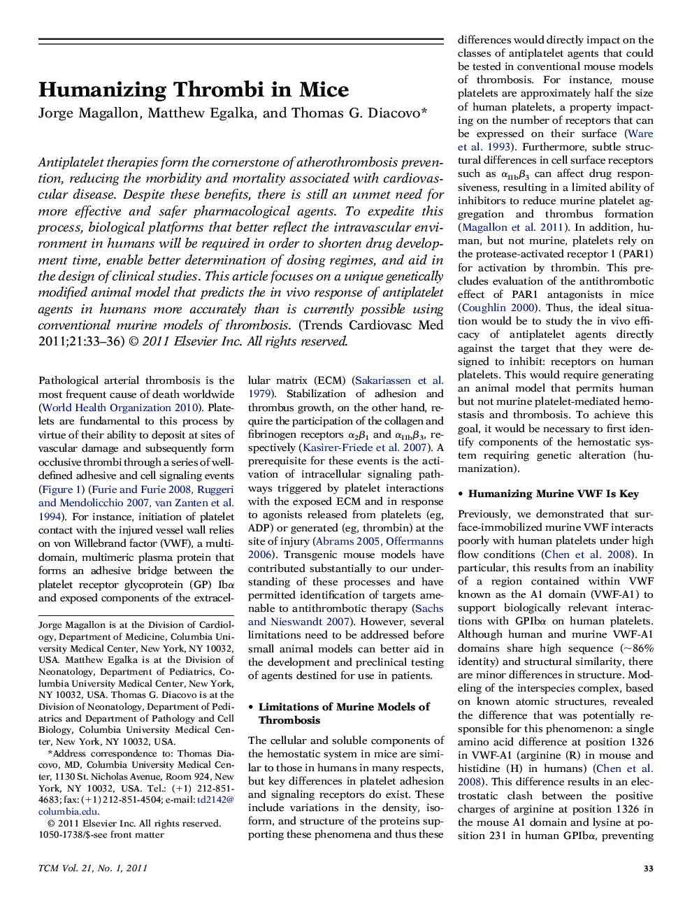 Humanizing Thrombi in Mice