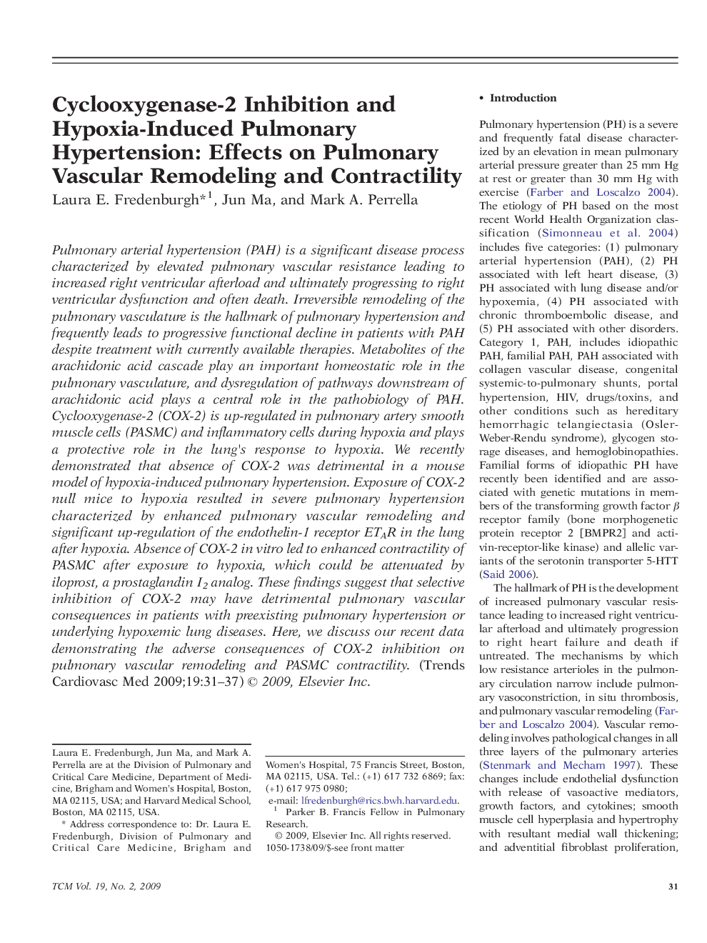 Cyclooxygenase-2 Inhibition and Hypoxia-Induced Pulmonary Hypertension: Effects on Pulmonary Vascular Remodeling and Contractility