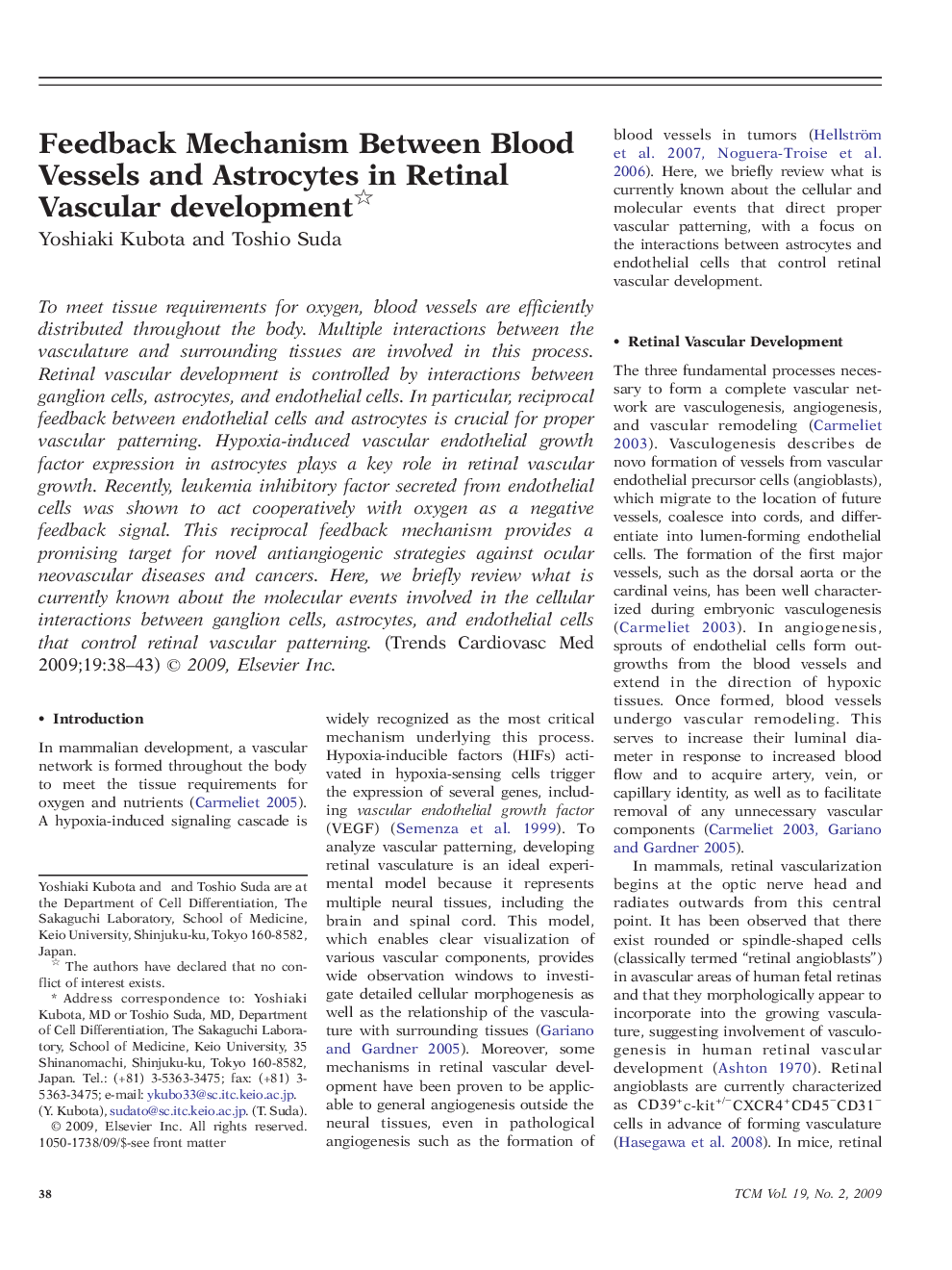 Feedback Mechanism Between Blood Vessels and Astrocytes in Retinal Vascular development 