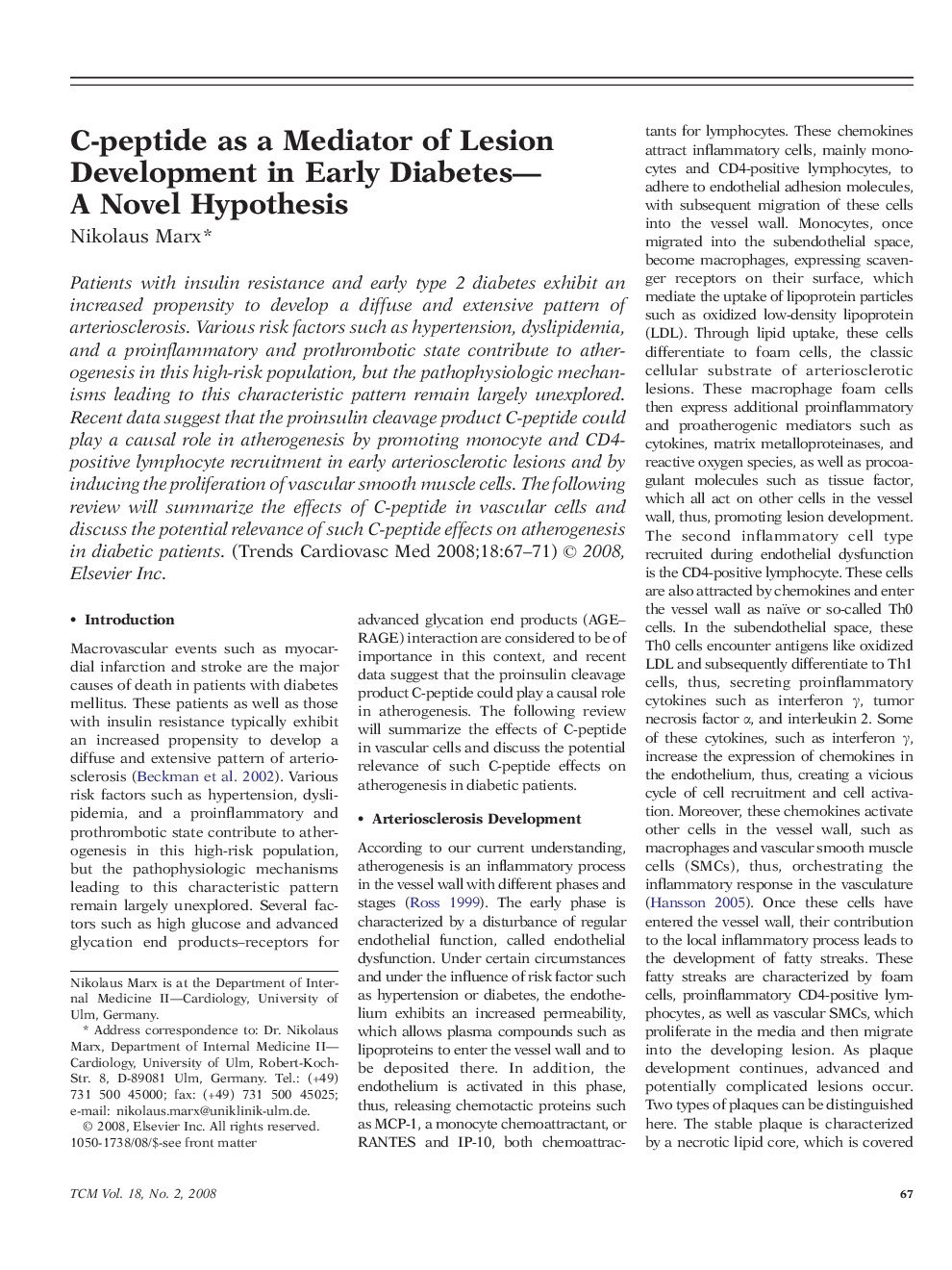 عکس صفحه اول مقاله: C-peptide as a Mediator of Lesion Development in Early Diabetes—A Novel Hypothesis C-peptide as a Mediator of Lesion Development in Early Diabetes—A Novel Hypothesis