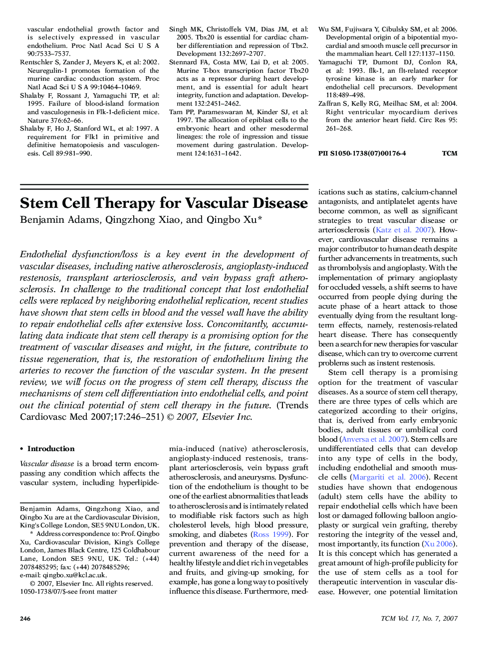 Stem Cell Therapy for Vascular Disease