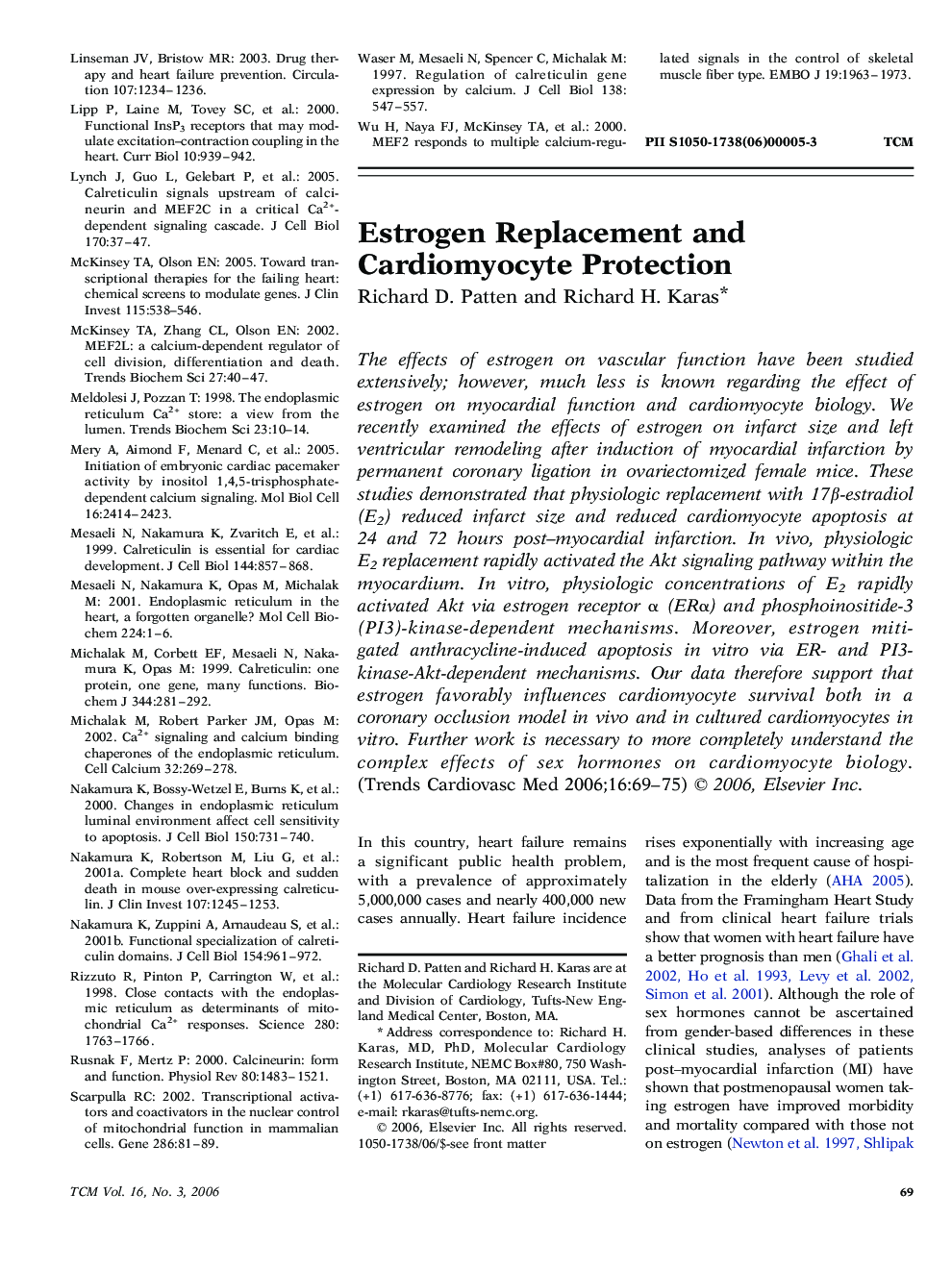 Estrogen Replacement and Cardiomyocyte Protection