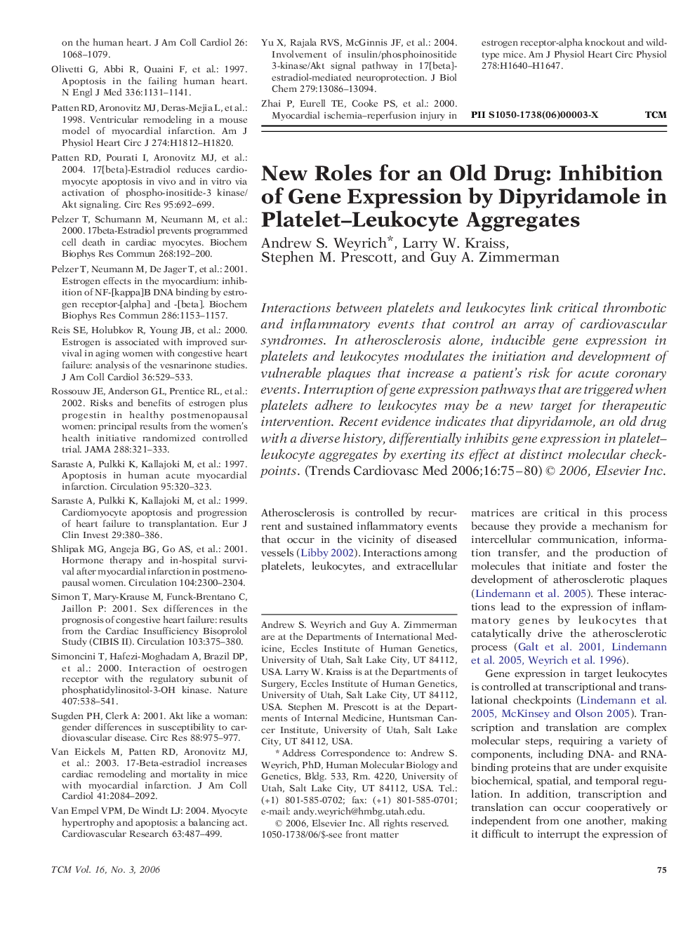 New Roles for an Old Drug: Inhibition of Gene Expression by Dipyridamole in Platelet-Leukocyte Aggregates
