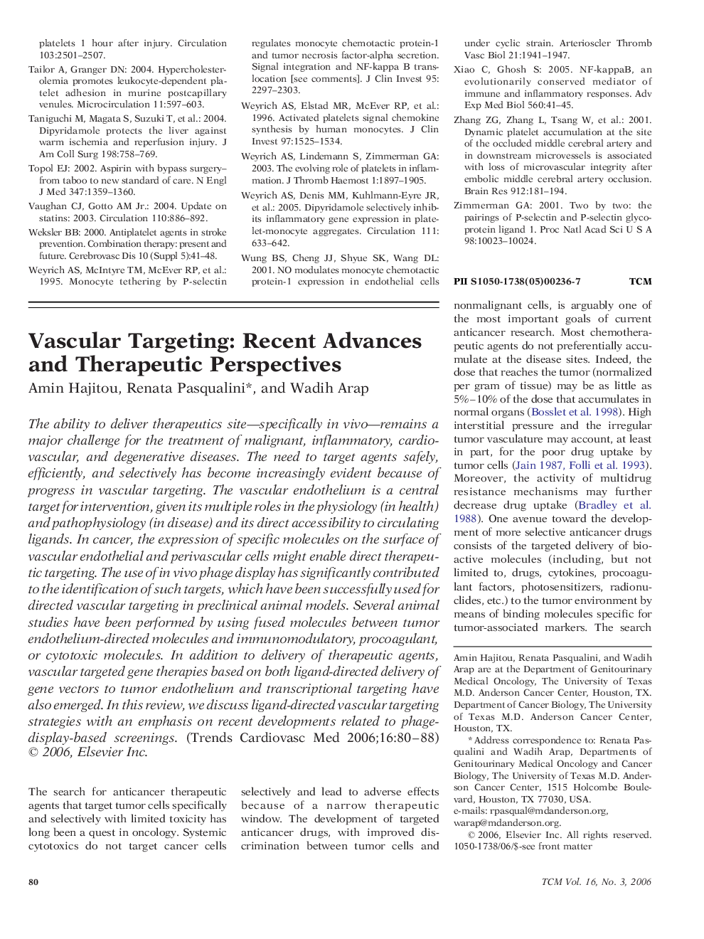 عکس صفحه اول مقاله: Vascular Targeting: Recent Advances and Therapeutic Perspectives Vascular Targeting: Recent Advances and Therapeutic Perspectives