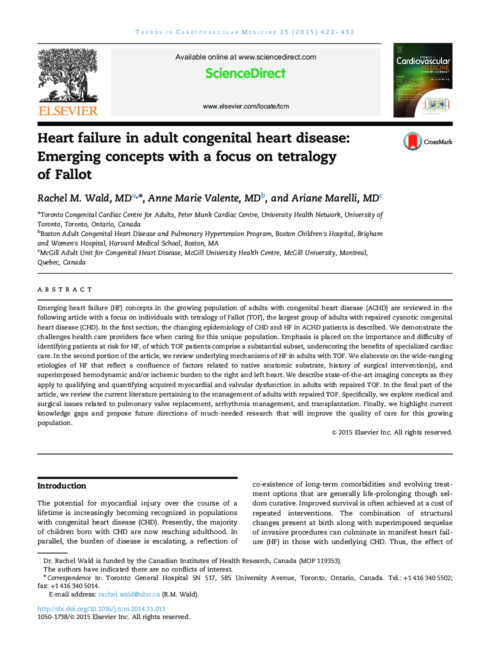 Heart failure in adult congenital heart disease: Emerging concepts with a focus on tetralogy of Fallot 