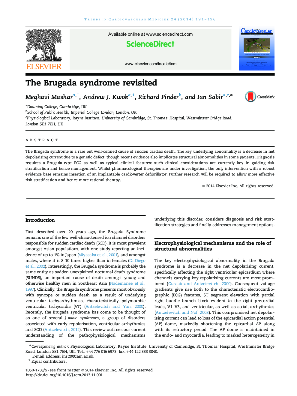 The Brugada syndrome revisited