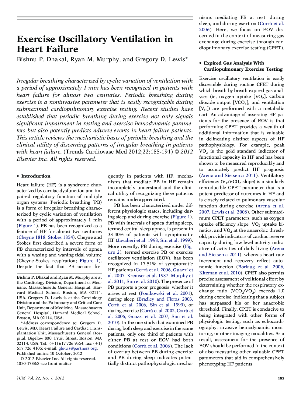 Exercise Oscillatory Ventilation in Heart Failure 