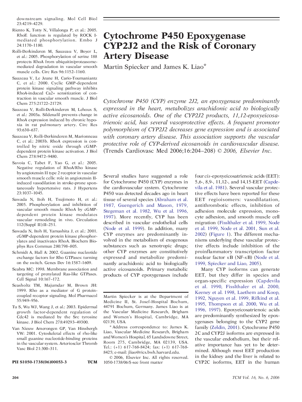 عکس صفحه اول مقاله: Cytochrome P450 Epoxygenase CYP2J2 and the Risk of Coronary Artery Disease Cytochrome P450 Epoxygenase CYP2J2 and the Risk of Coronary Artery Disease