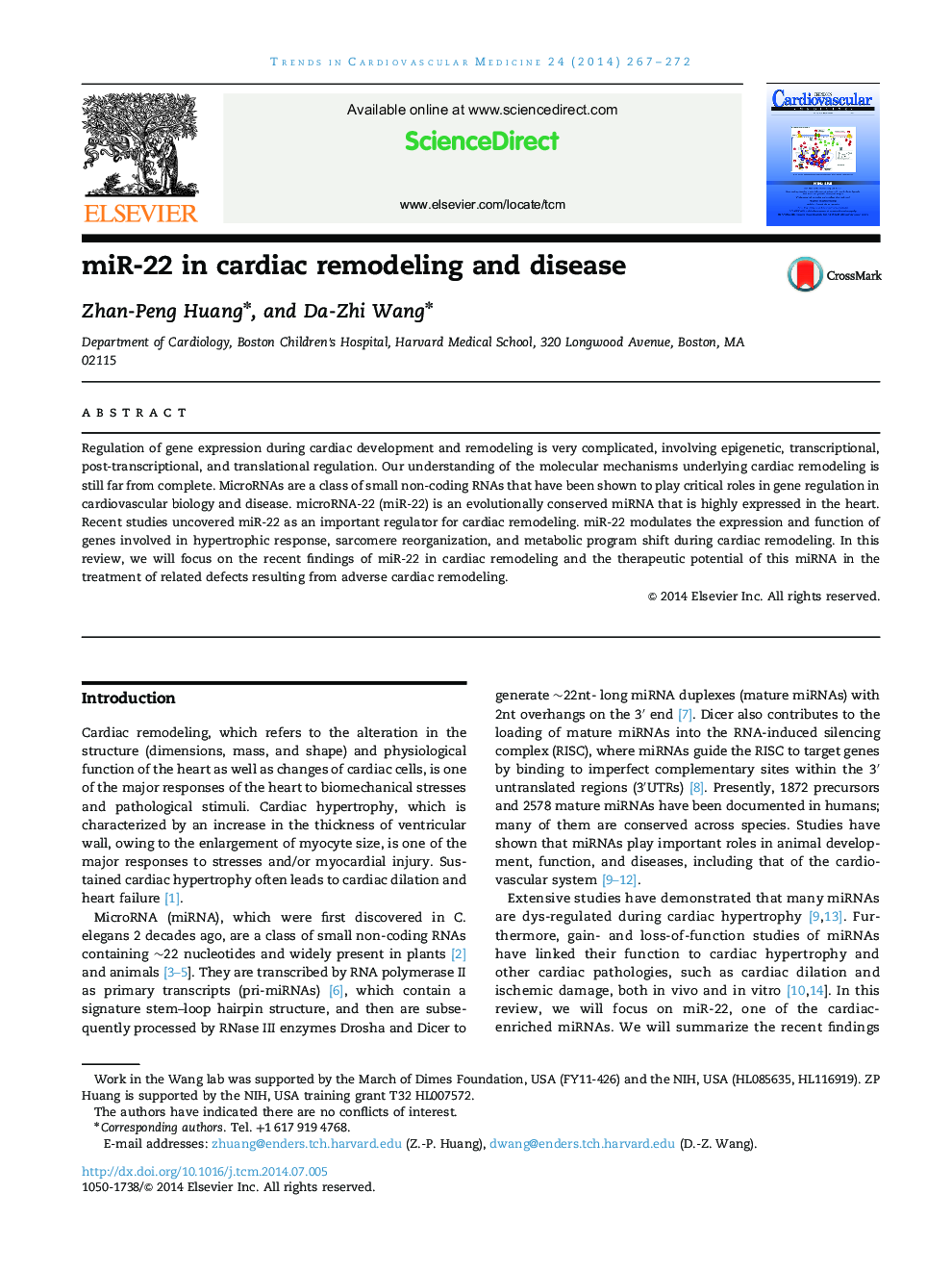 miR-22 in cardiac remodeling and disease 