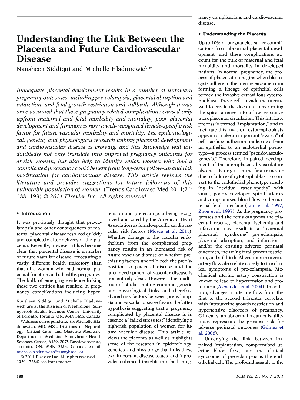 Understanding the Link Between the Placenta and Future Cardiovascular Disease