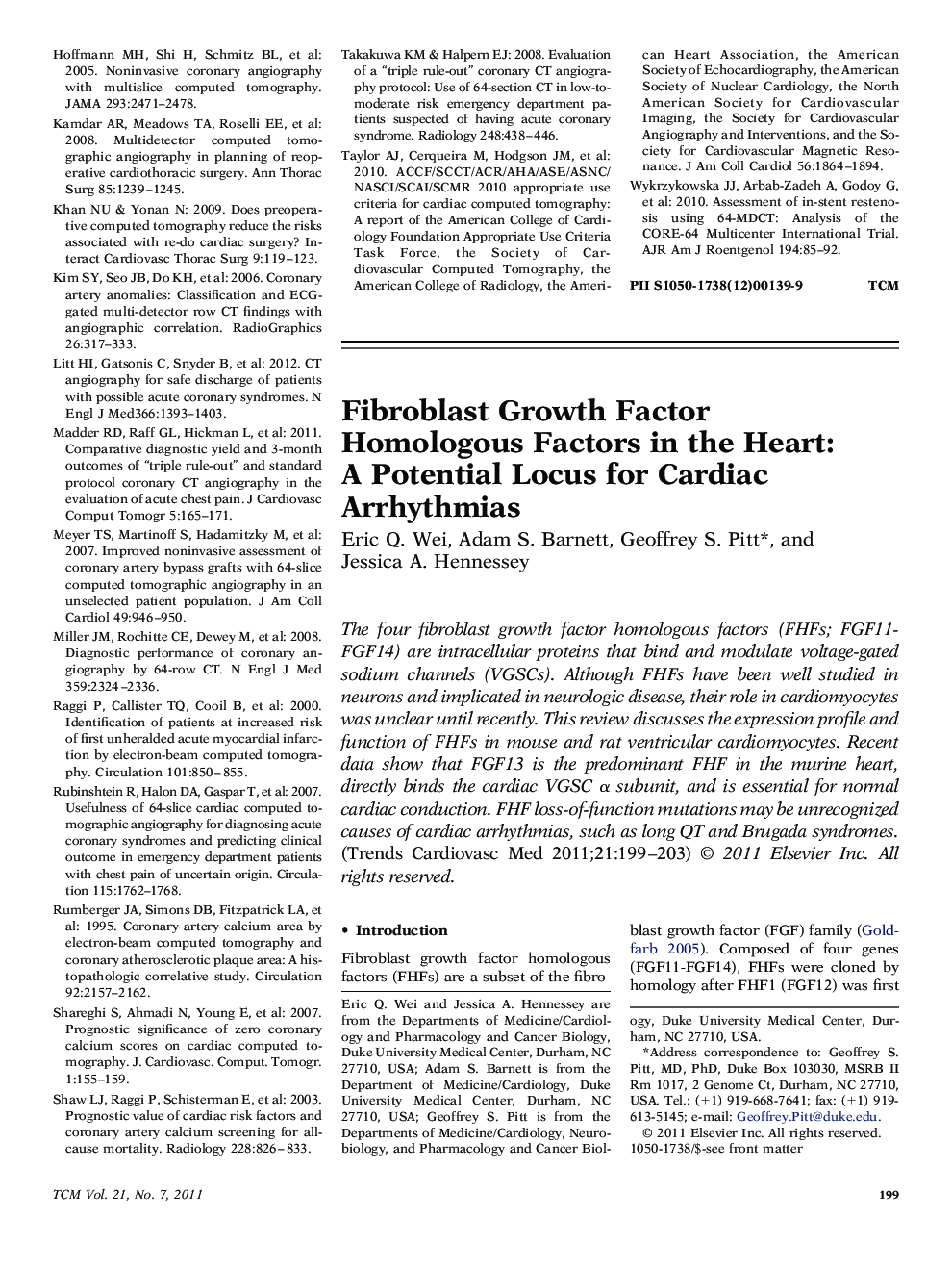 Fibroblast Growth Factor Homologous Factors in the Heart: A Potential Locus for Cardiac Arrhythmias