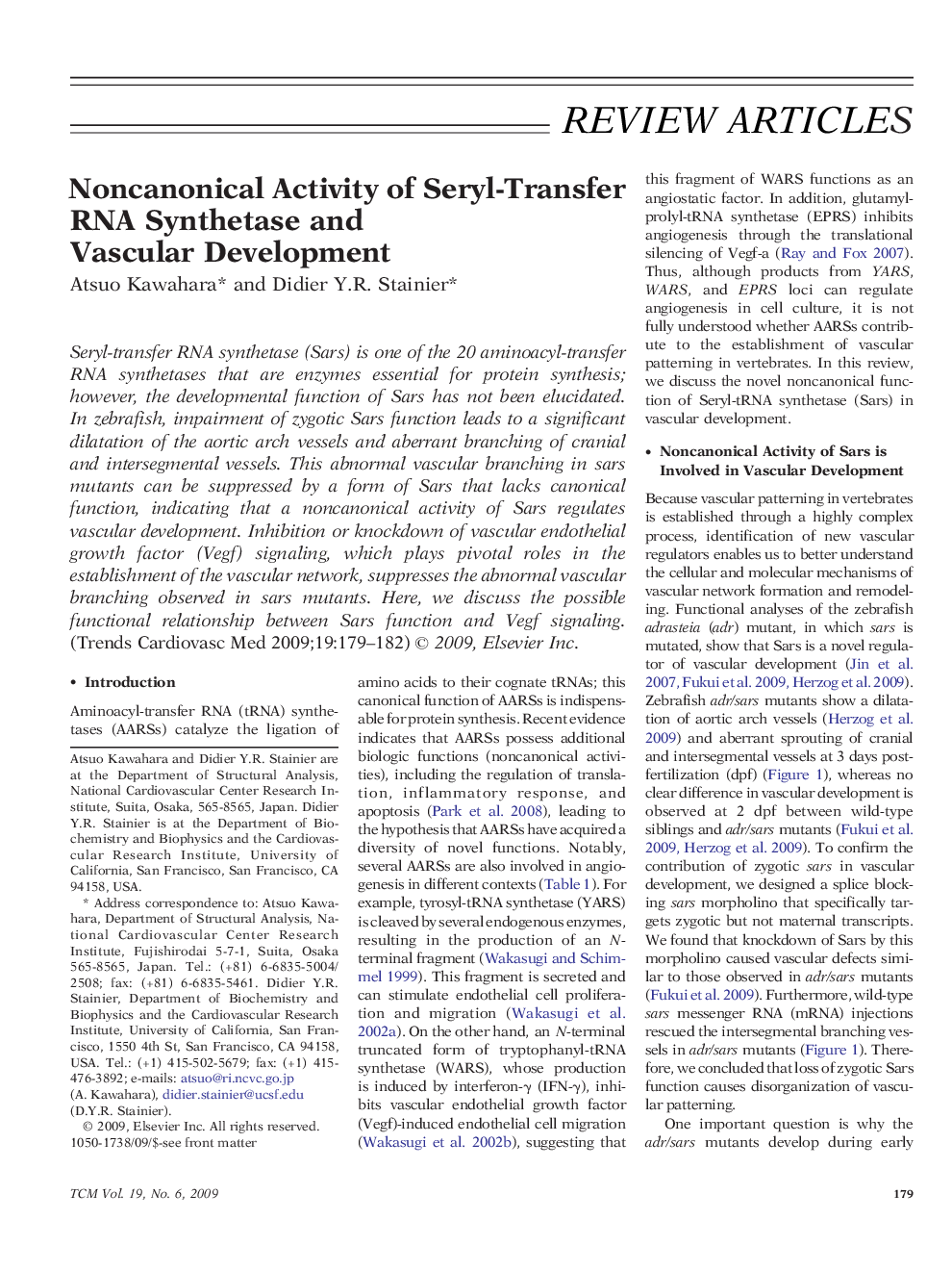 Noncanonical Activity of Seryl-Transfer RNA Synthetase and Vascular Development