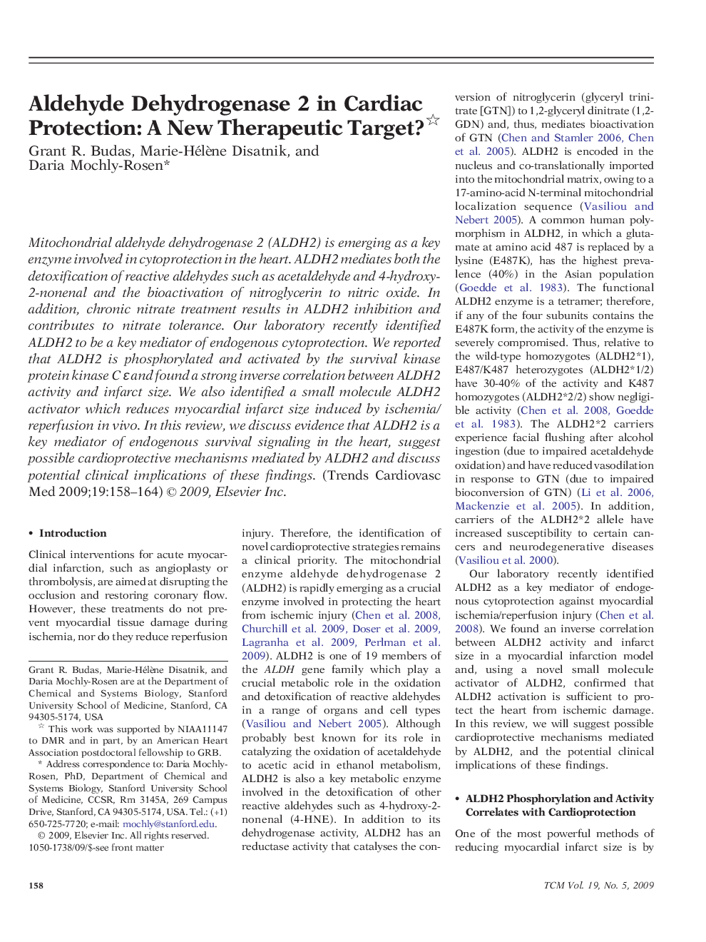 Aldehyde Dehydrogenase 2 in Cardiac Protection: A New Therapeutic Target? 