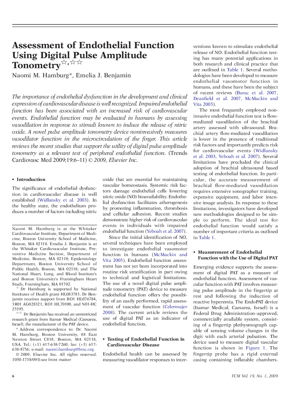 Assessment of Endothelial Function Using Digital Pulse Amplitude Tonometry 