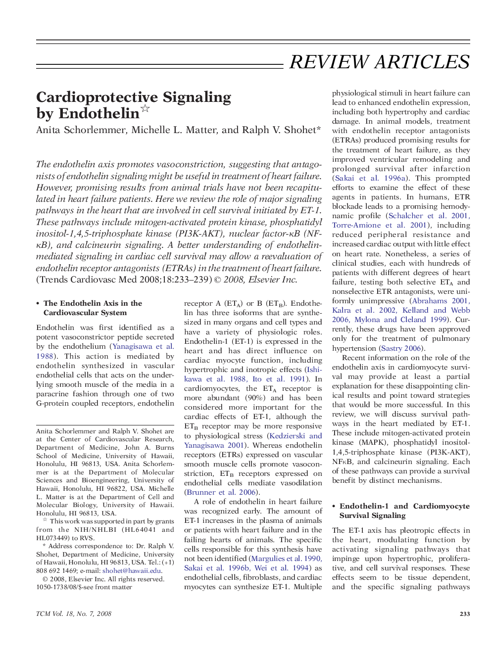 Cardioprotective Signaling by Endothelin