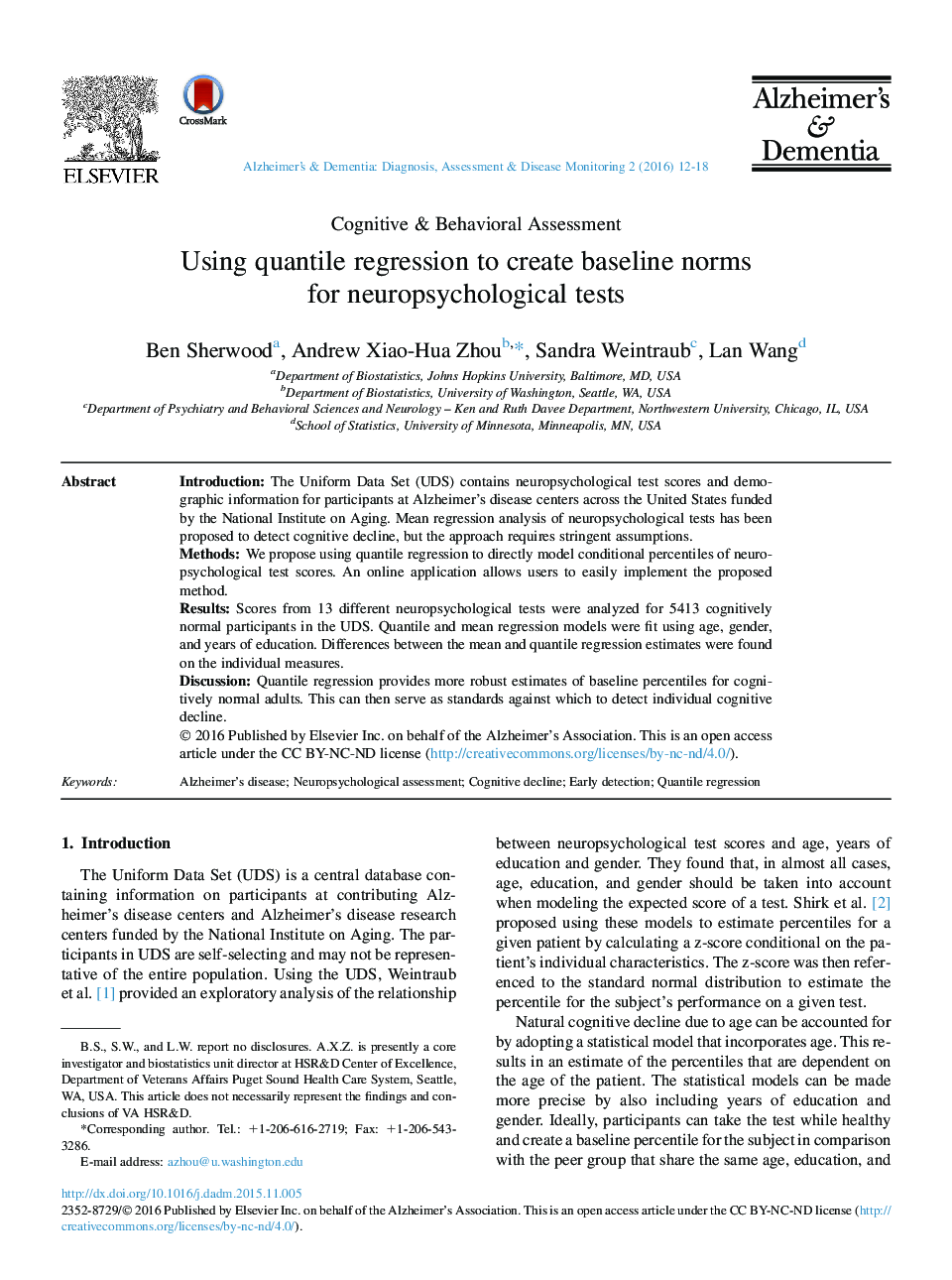 Using quantile regression to create baseline norms for neuropsychological tests 