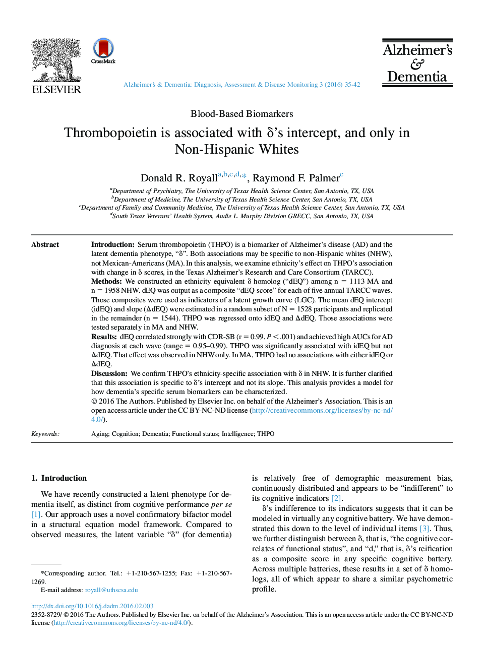 Thrombopoietin is associated with δ's intercept, and only in Non-Hispanic Whites