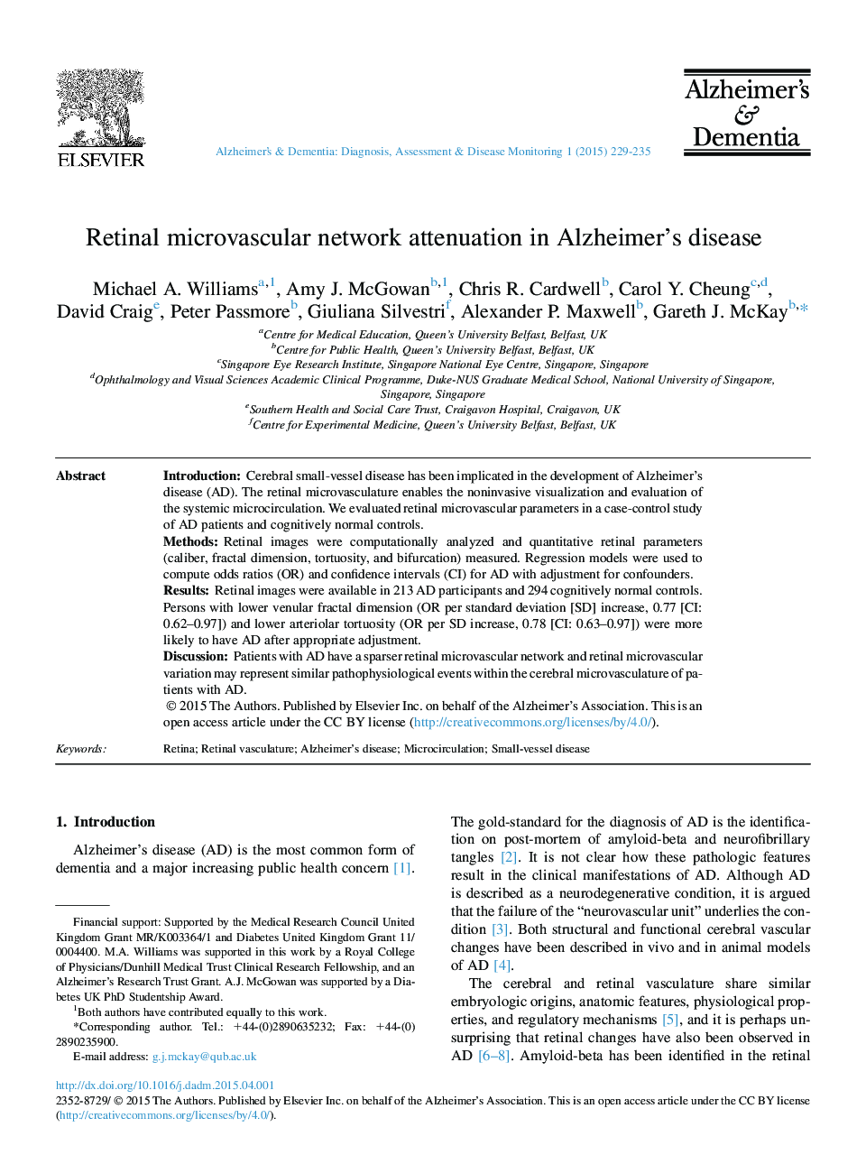 Retinal microvascular network attenuation in Alzheimer's disease 