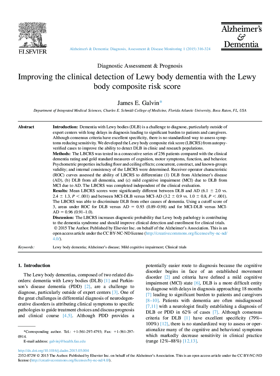 Improving the clinical detection of Lewy body dementia with the Lewy body composite risk score